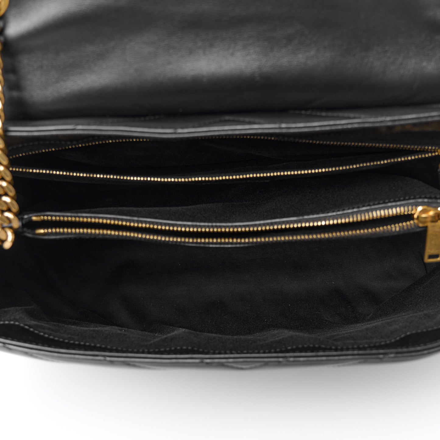 Calfskin Y Quilted Monogram Large Loulou Chain Satchel Black