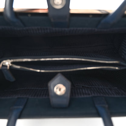 Fendi Vitello Elite Colorblock Regular 2Jours Tote Blackboard Cobalto White 5 of 10