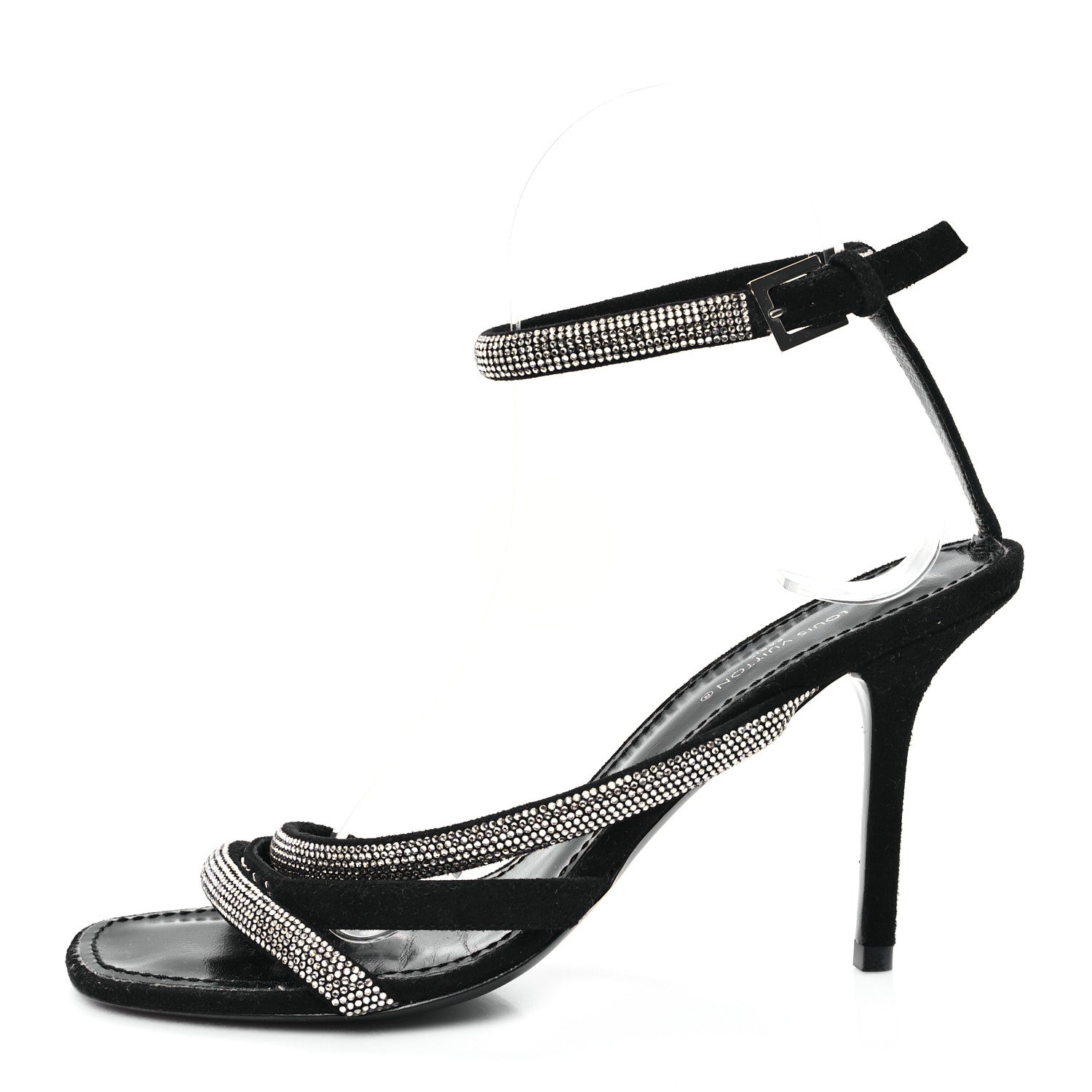 Louis Vuitton Suede Goat Rhinestone Appeal Sandals 36 Black 1 of 12