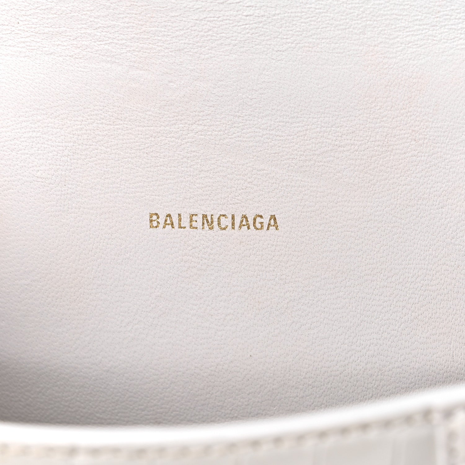 Balenciaga Shiny Calfskin Crocodile Embossed Hourglass Top Handle Bag XS White 6 of 16