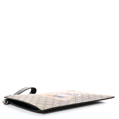 Gucci GG Supreme Monogram Tiger Zip Wristlet Pouch Beige 5 of 11