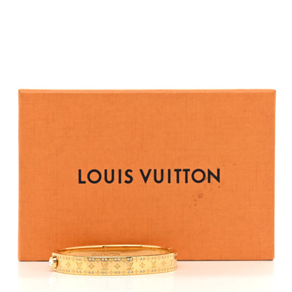 Louis Vuitton Brass Crystal Monogram Nanogram Strass Cuff M Gold 8 of 8