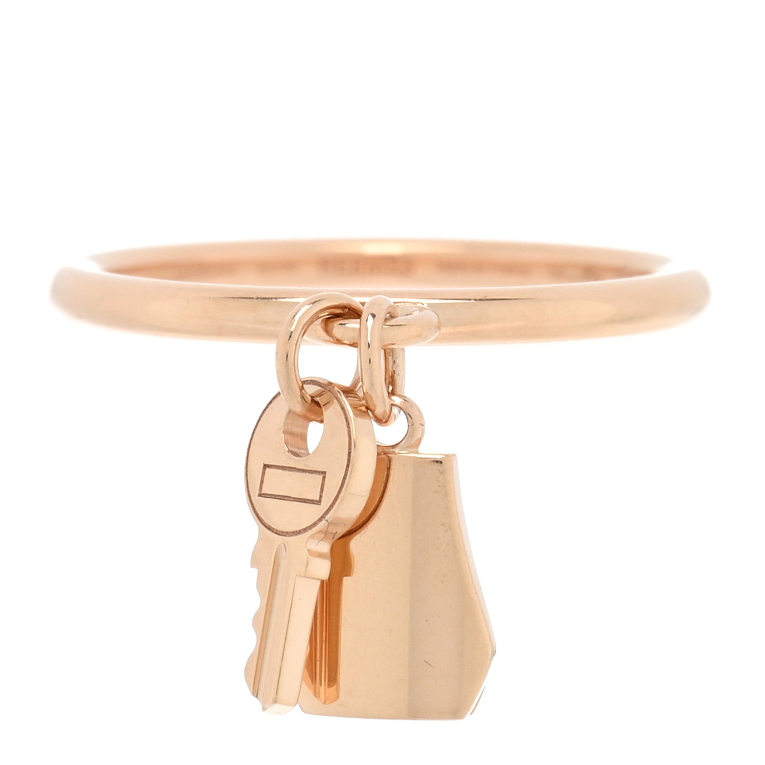 Hermes 18K Rose Gold PM Kelly Clochette Ring 52 6 1 of 5
