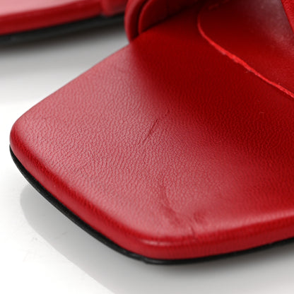 Prada Nappa Logo Quilted Crisscross 65mm Block Heel Slide Sandals 37 Red 8 of 8