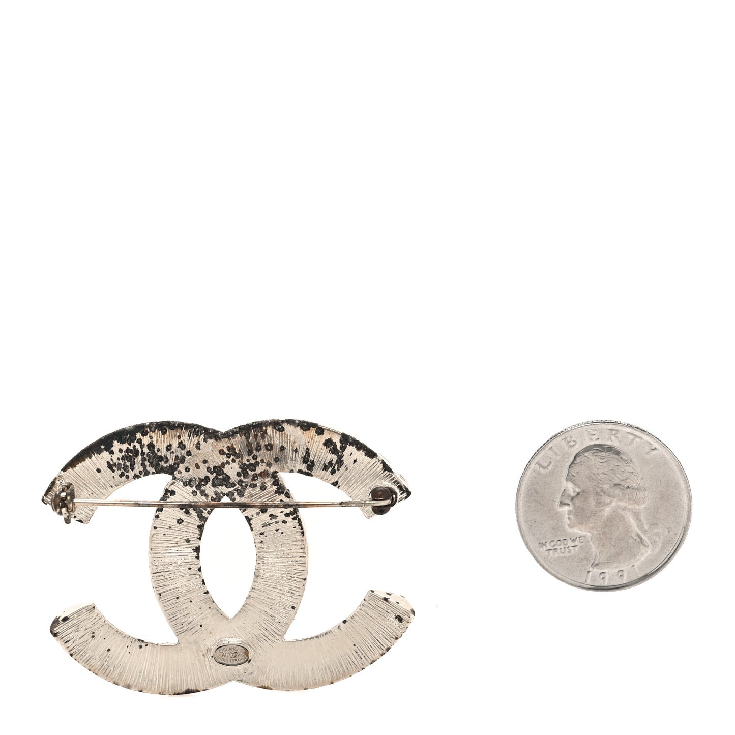 Baguette Crystal CC Brooch Silver