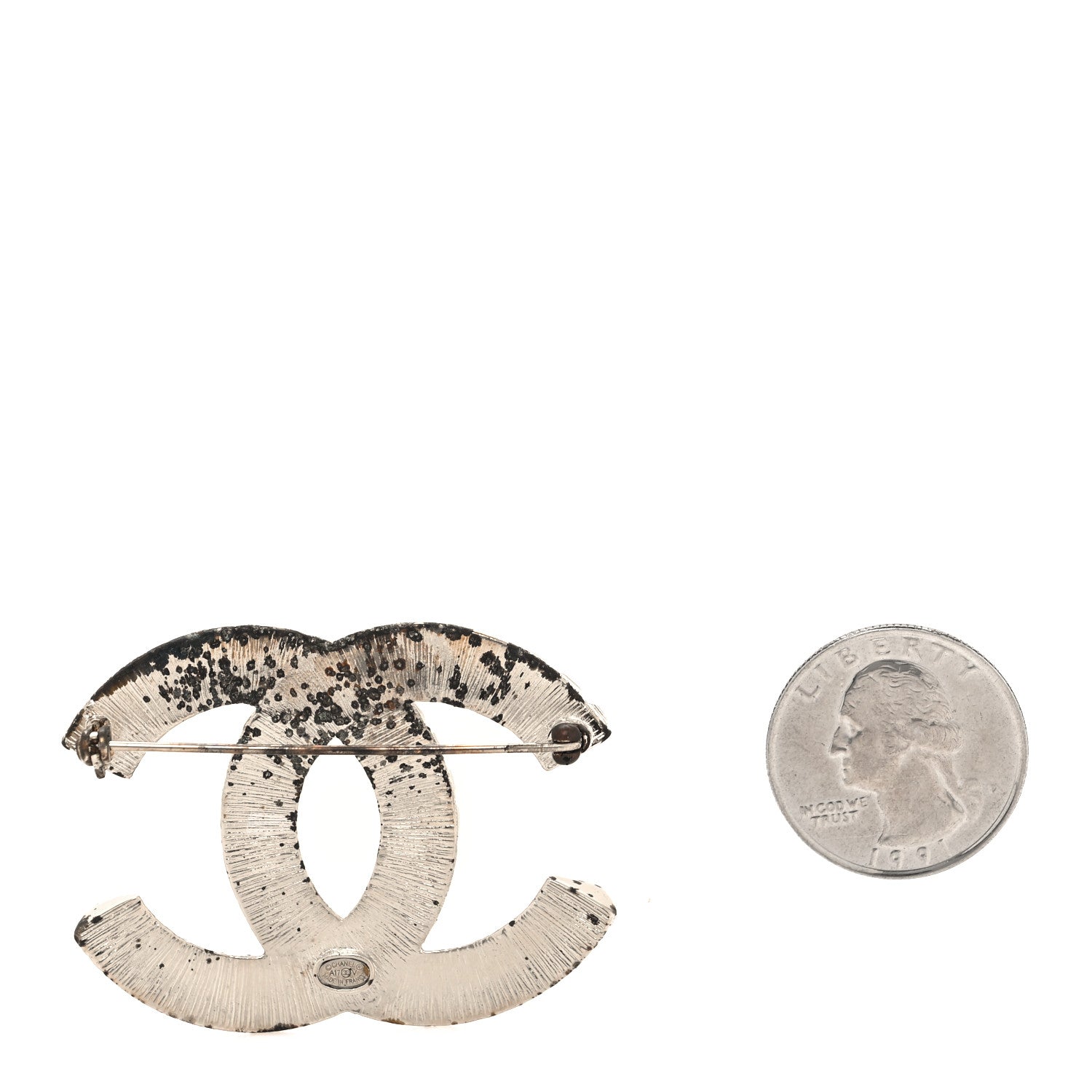 Chanel Baguette Crystal CC Brooch Silver 2 of 5