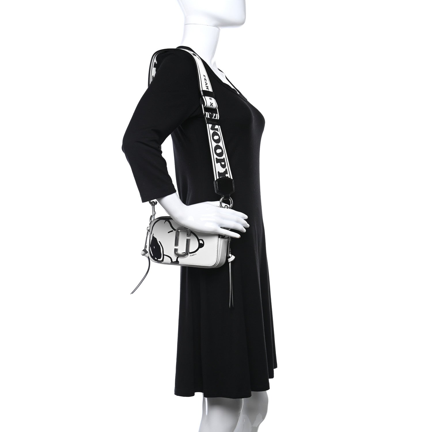 Marc Jacobs X Peanuts Saffiano Small Snoopy Snapshot Camera Bag White Black 3 of 8