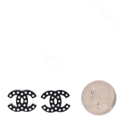 Chanel Crystal Resin CC Earrings Black 2 of 5