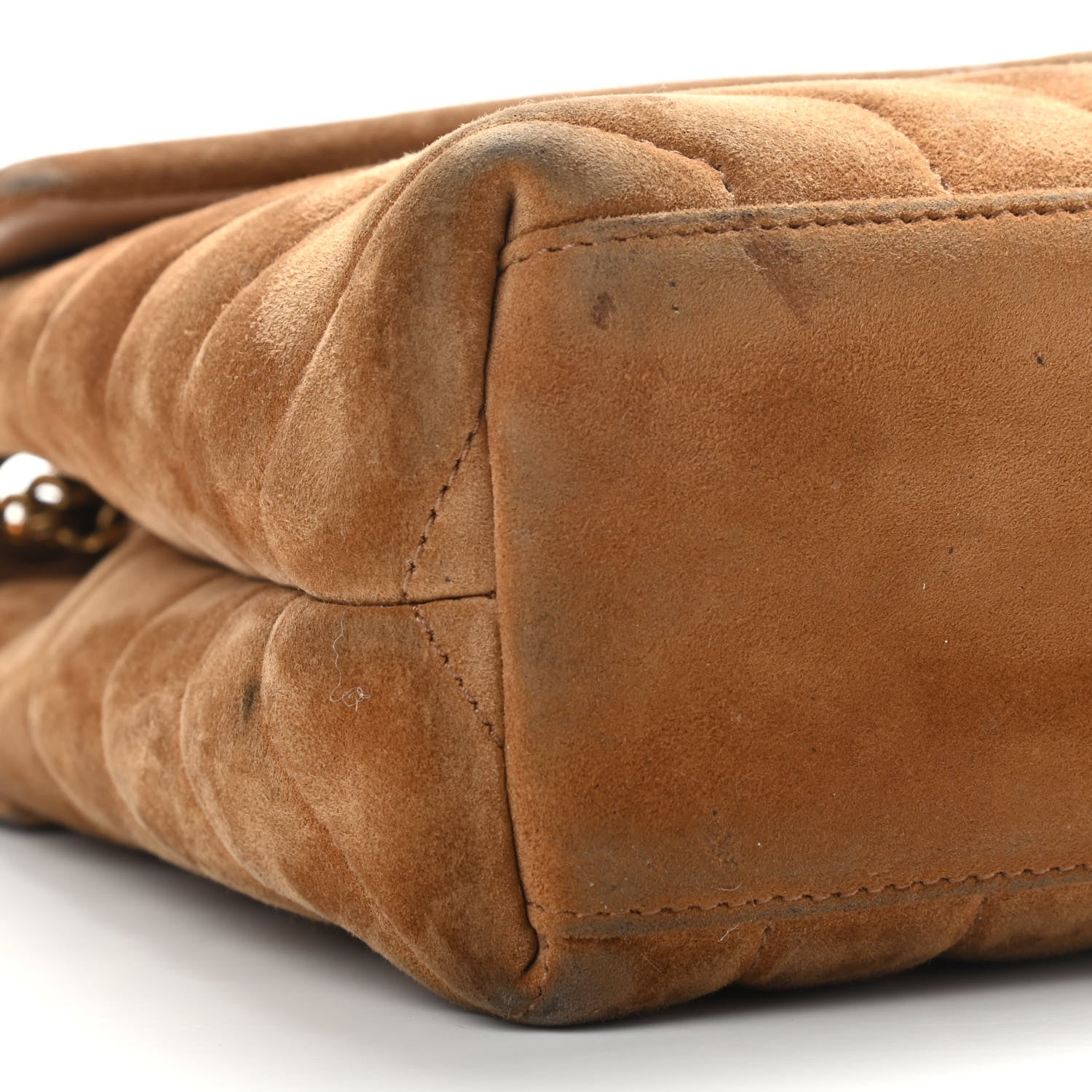 Saint Laurent Suede Calfskin Y Quilted Monogram Small Loulou Chain Satchel Cinnamon 9 of 13