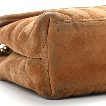 Saint Laurent Suede Calfskin Y Quilted Monogram Small Loulou Chain Satchel Cinnamon 9 of 13