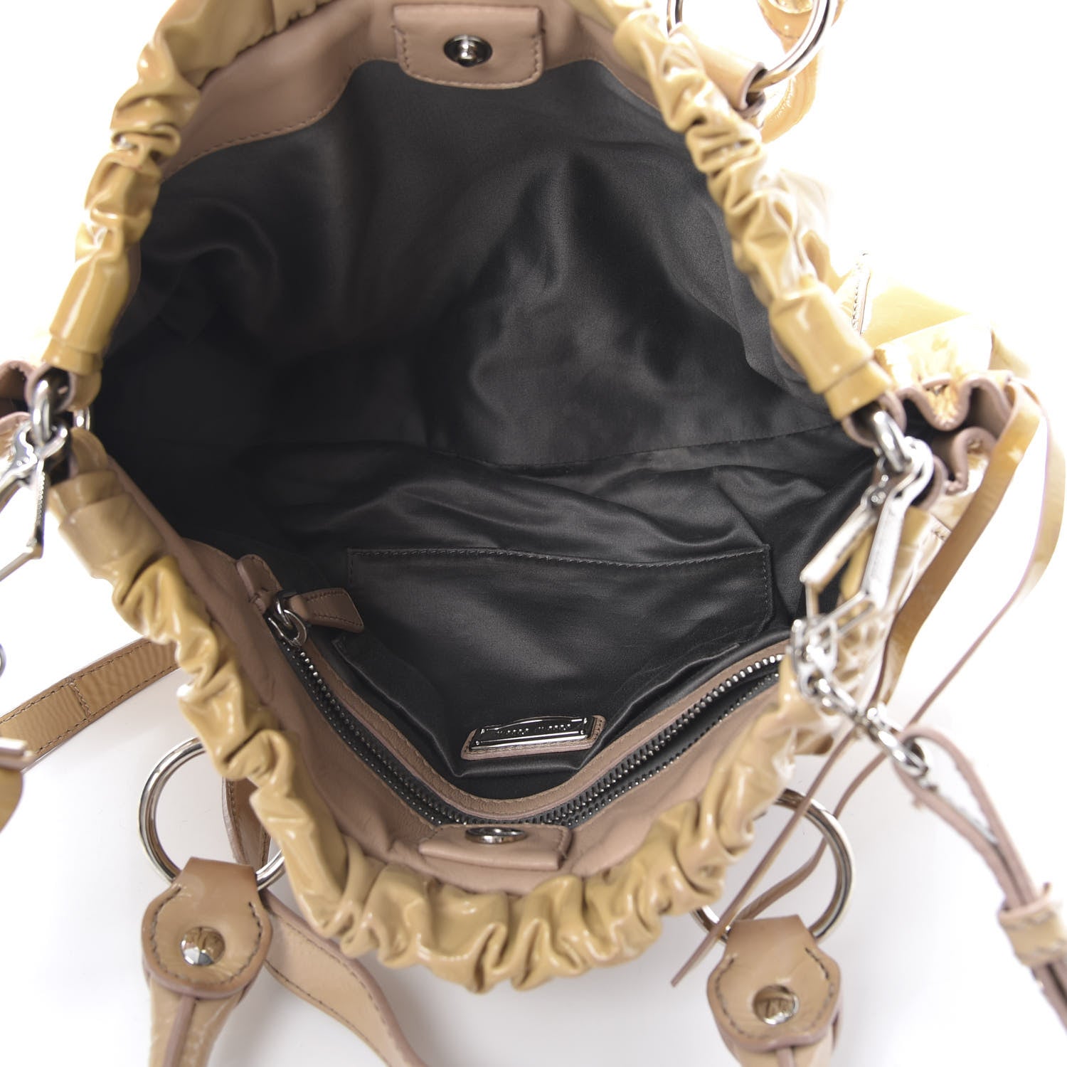 Miu Miu Vernice Gathered Tote Beige 5 of 13