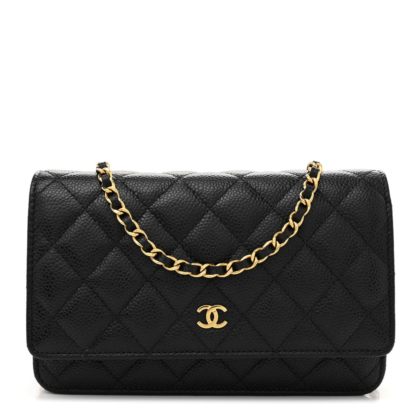 Caviar Quilted Wallet on Chain WOC Black