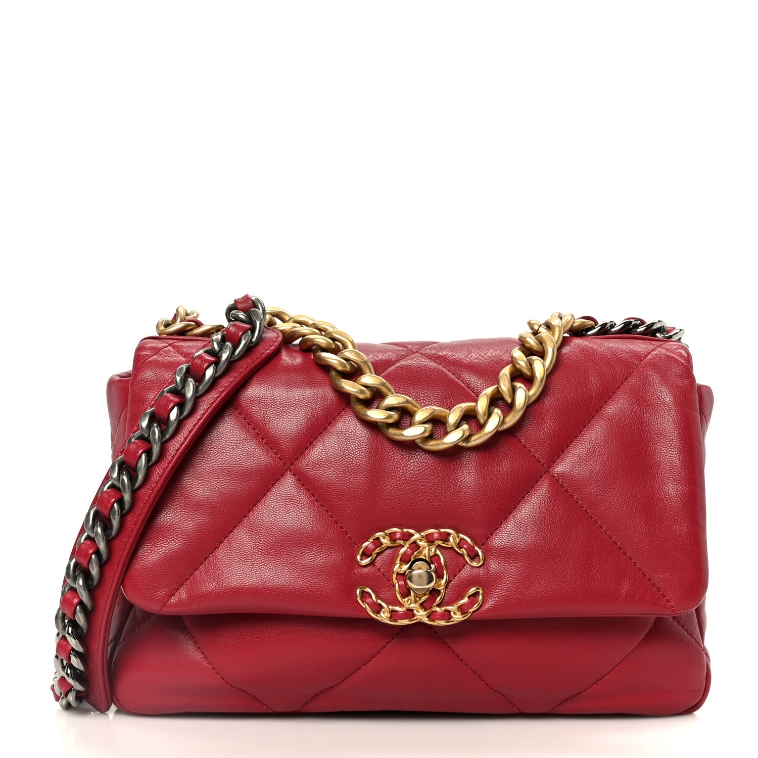 Chanel Goatskin Quilted Medium Chanel 19 Flap Red 1 of 10