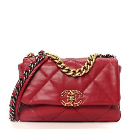 Chanel Goatskin Quilted Medium Chanel 19 Flap Red 1 of 10