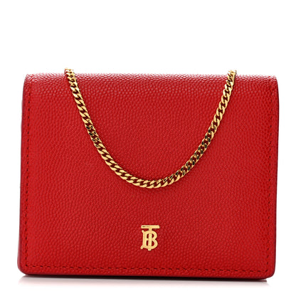 Burberry Grained Calfskin Chain Card Case Red 1 of 12