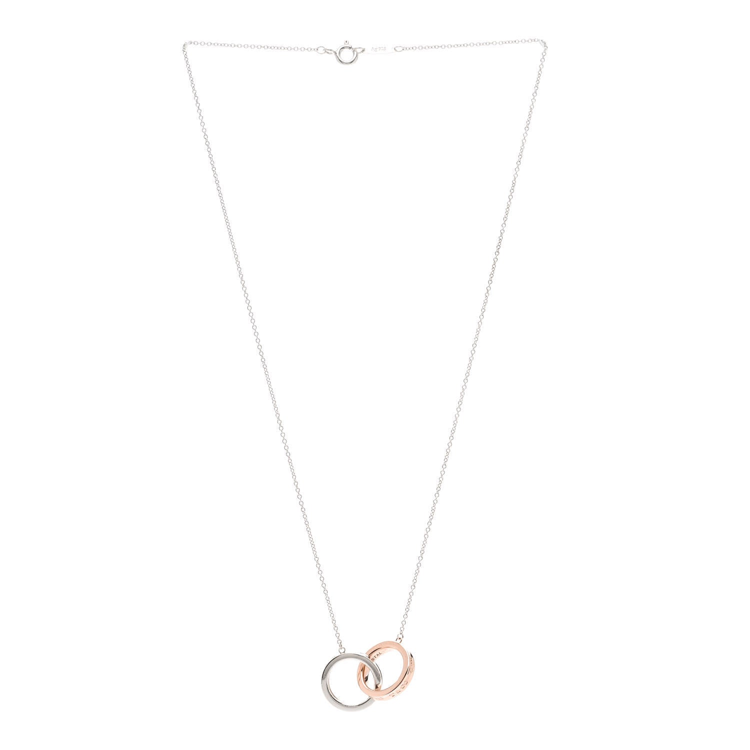 Tiffany Sterling Silver Rubedo 1837 Interlocking Circles Pendant Necklace 3 of 7