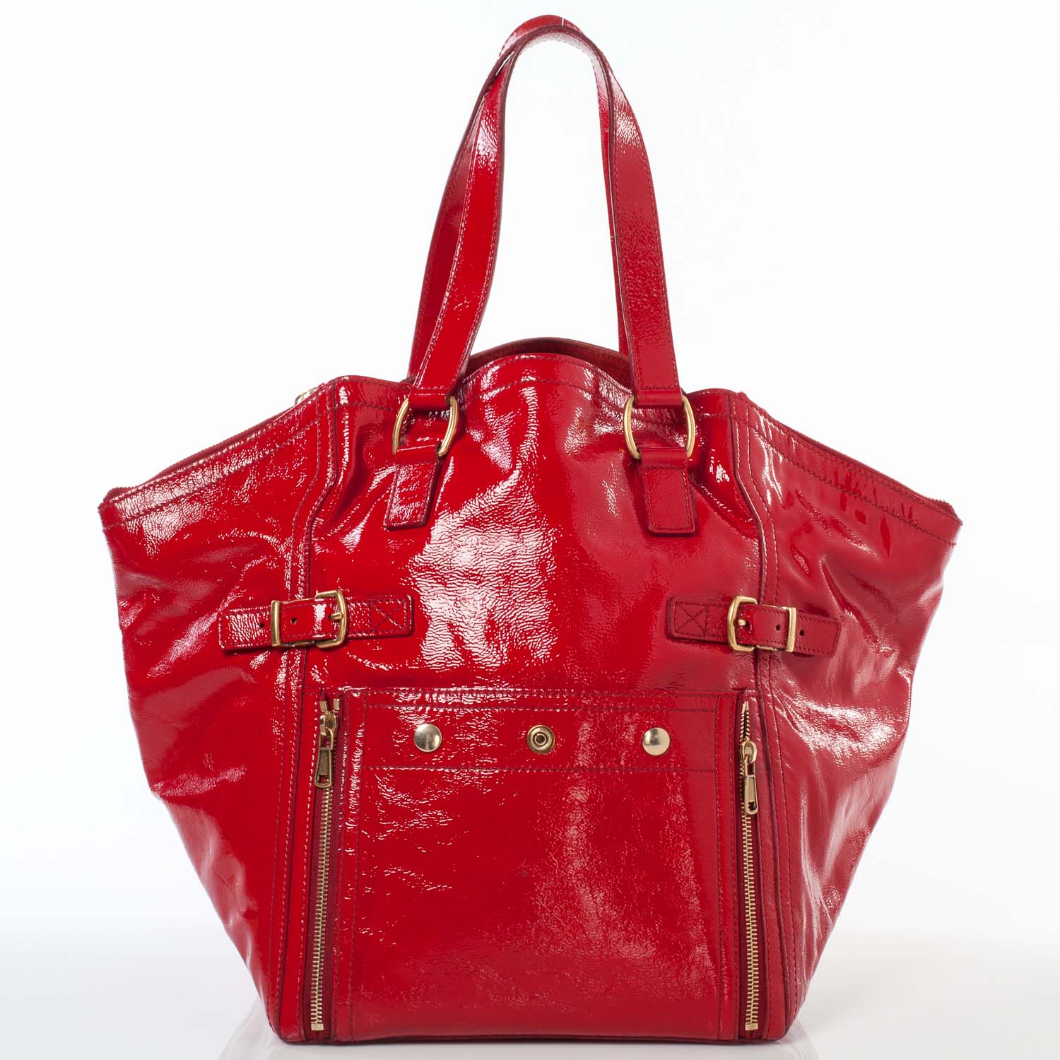 Saint Laurent Patent Large Downtown Tote Red 1 of 8