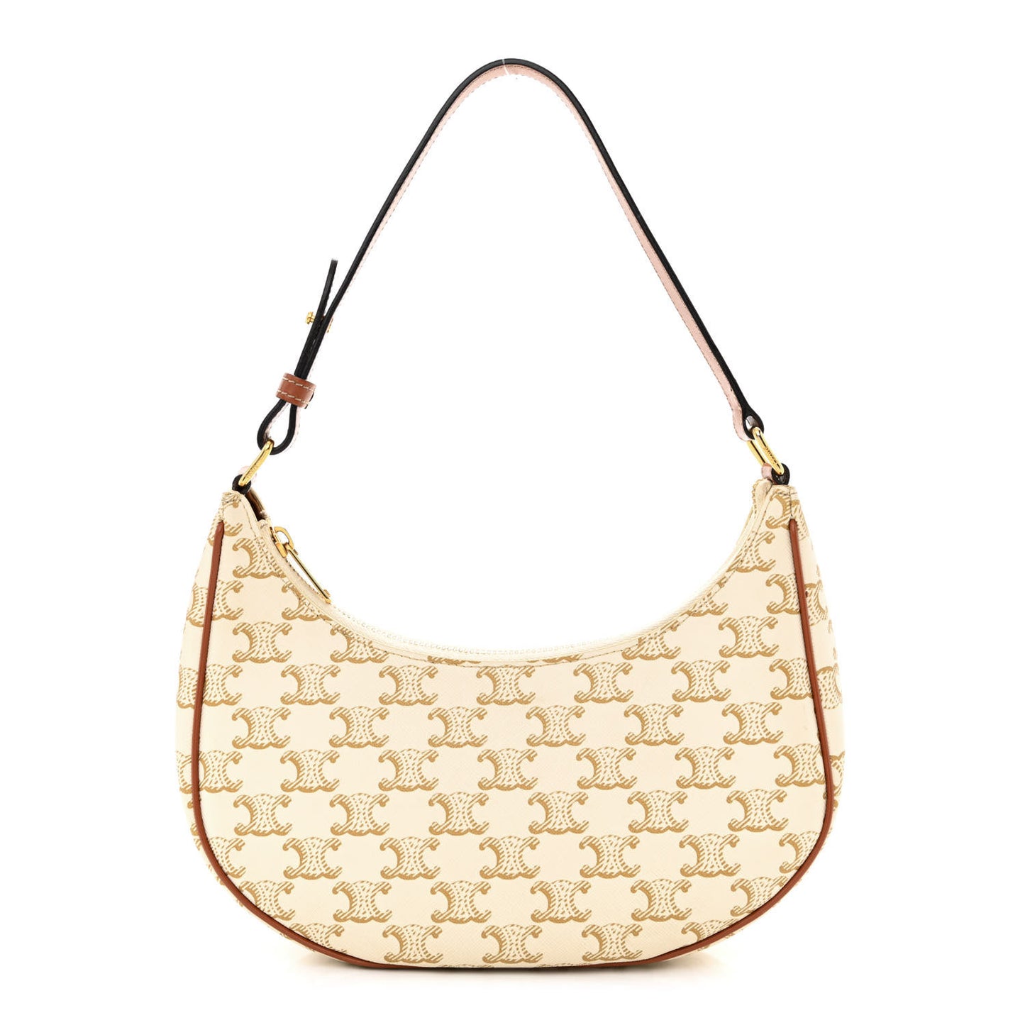 Canvas Calfskin Ava Triomphe Shoulder Bag White