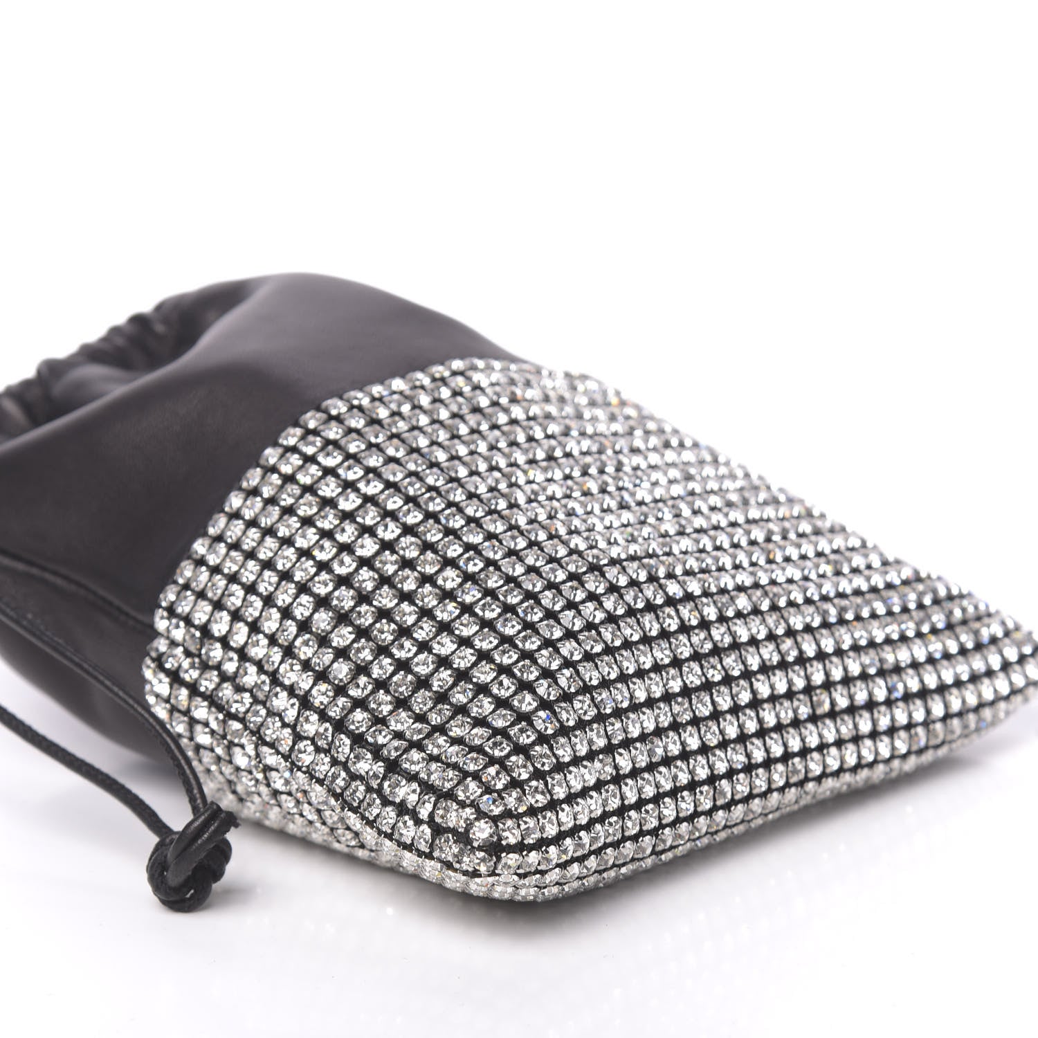 Alexander Wang Lambskin Crystal Rhinestone Ryan Mini Drawstring Bag Black 9 of 10