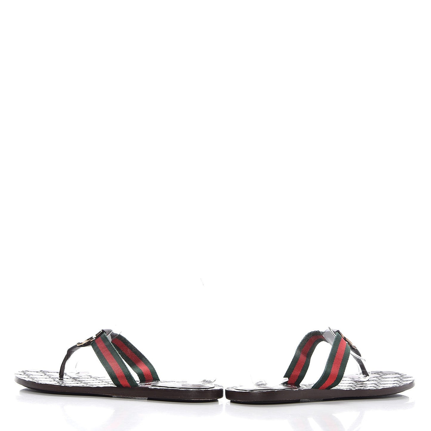 Nylon Guccissima Web Womens Thong Sandals 38.5 Green Red Cocoa