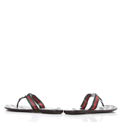 Gucci Nylon Guccissima Web Womens Thong Sandals 38.5 Green Red Cocoa 5 of 9
