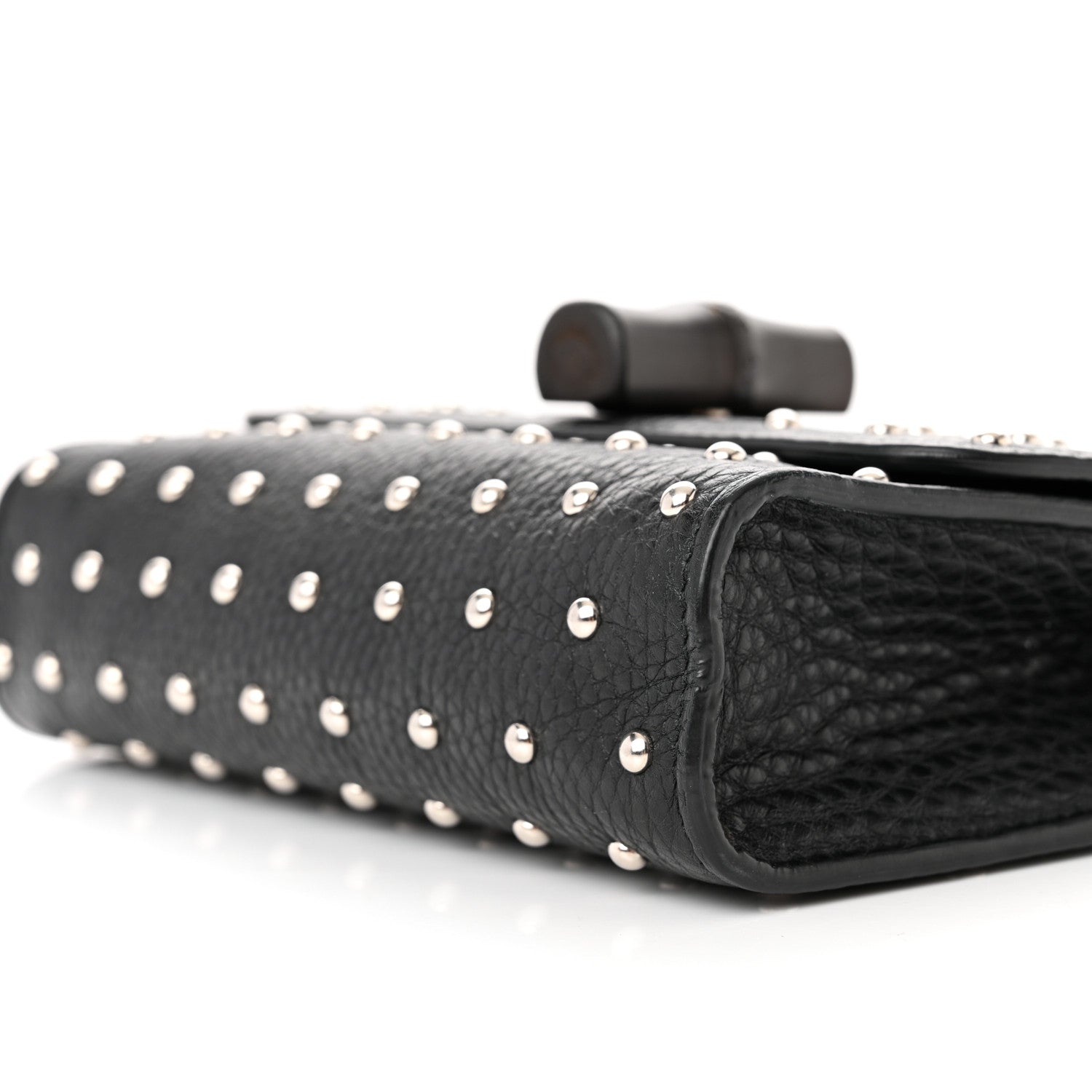 Gucci Calfskin Small Studded Miss Bamboo Shoulder Bag Black 10 of 12