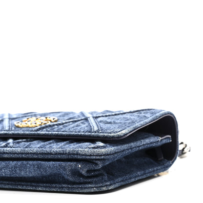Chanel Denim Quilted Chanel 19 Wallet On Chain WOC Blue 11 of 11