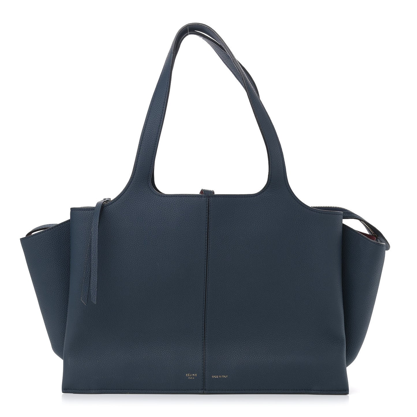 Baby Grained Calfskin Medium Tri-Fold Bag Steel Blue