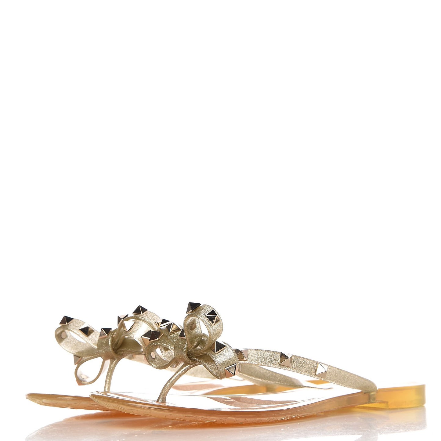PVC Jelly Glitter Rockstud Bow Thong Sandals 40 Oro
