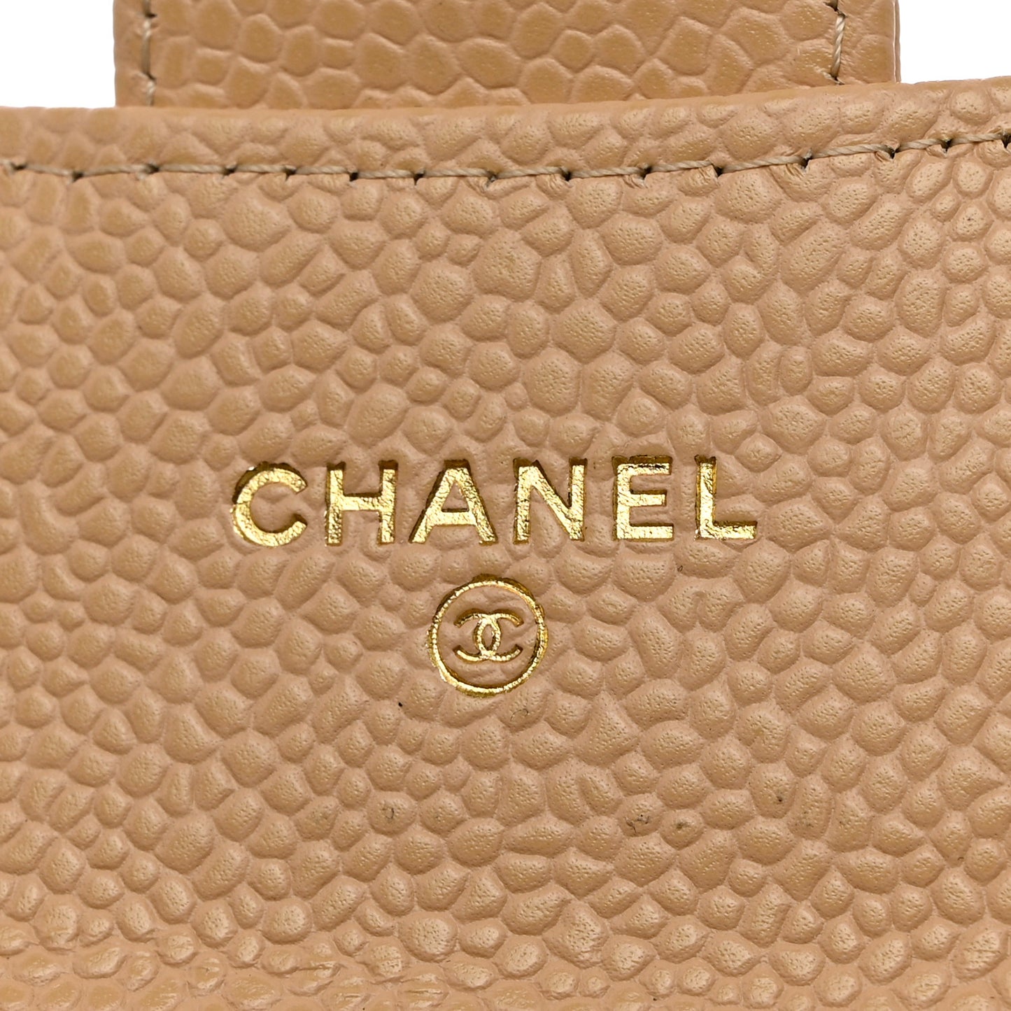 Caviar Quilted Card Holder Wallet Beige