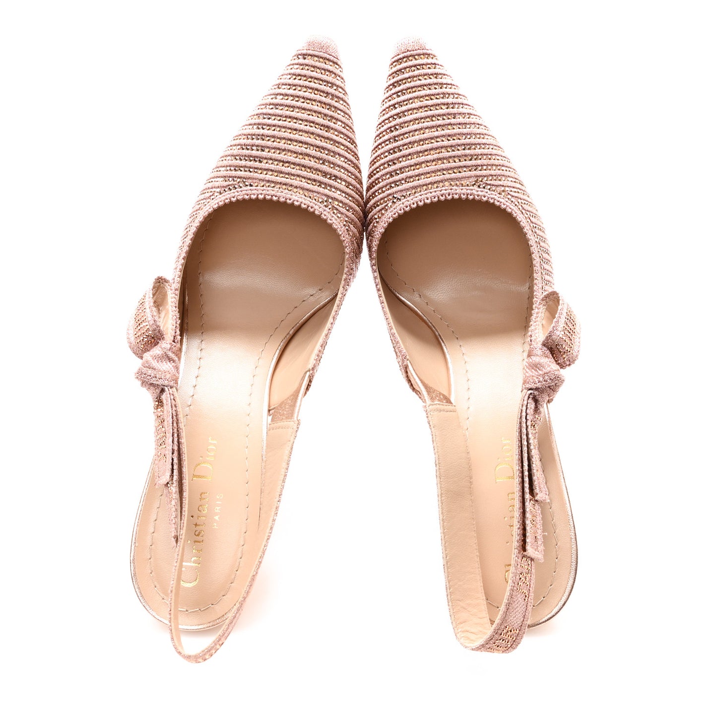 Cotton Laminated Strass J'Adior Slingback 100mm Pumps 39 Rose Des Vents