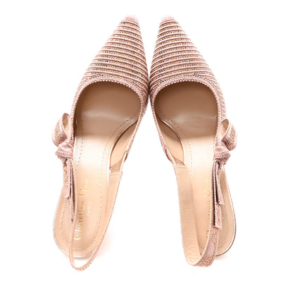 Christian Dior Cotton Laminated Strass J'Adior Slingback 100mm Pumps 39 Rose Des Vents 2 of 10