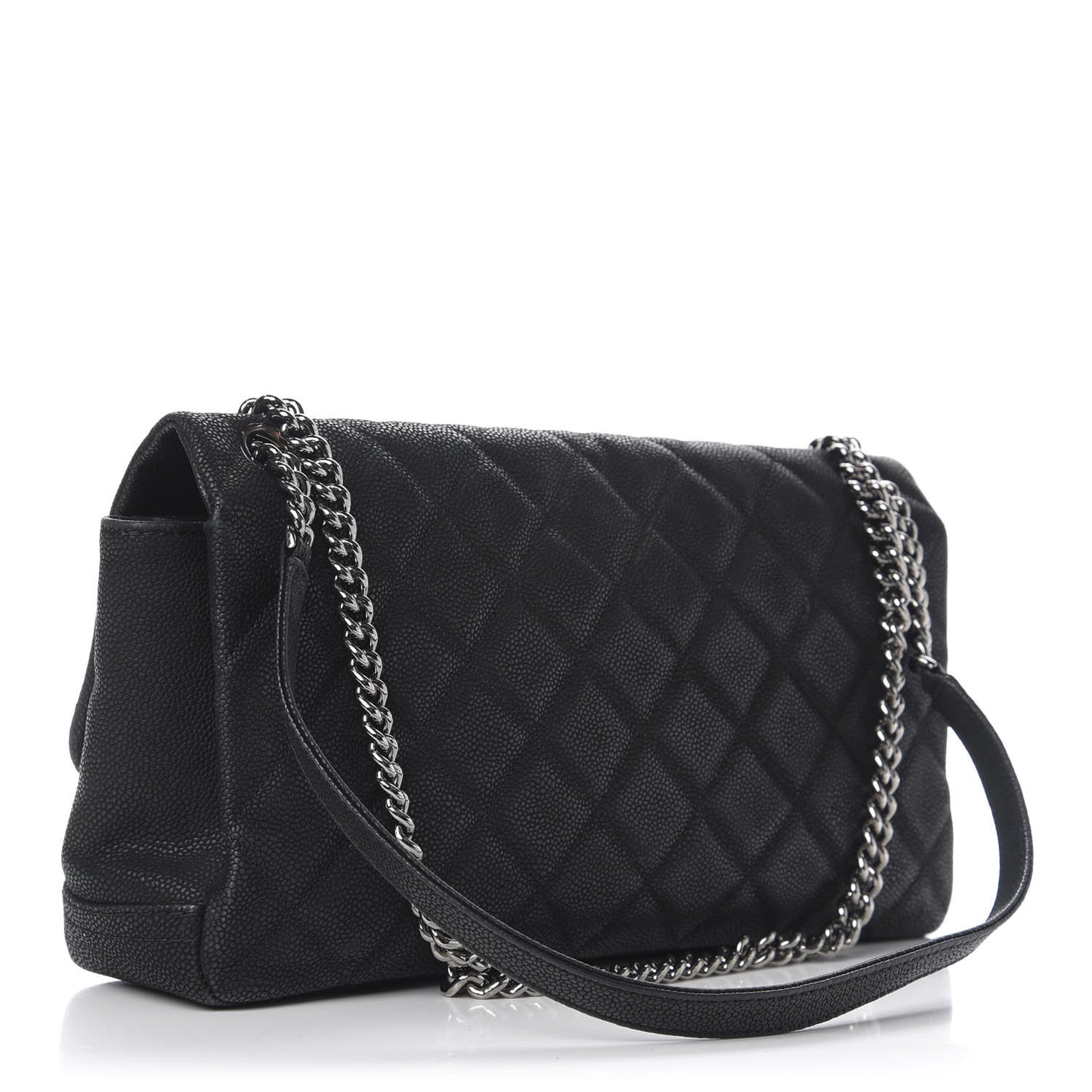 Iridescent Caviar Quilted Medium Lady Pearly Flap Black