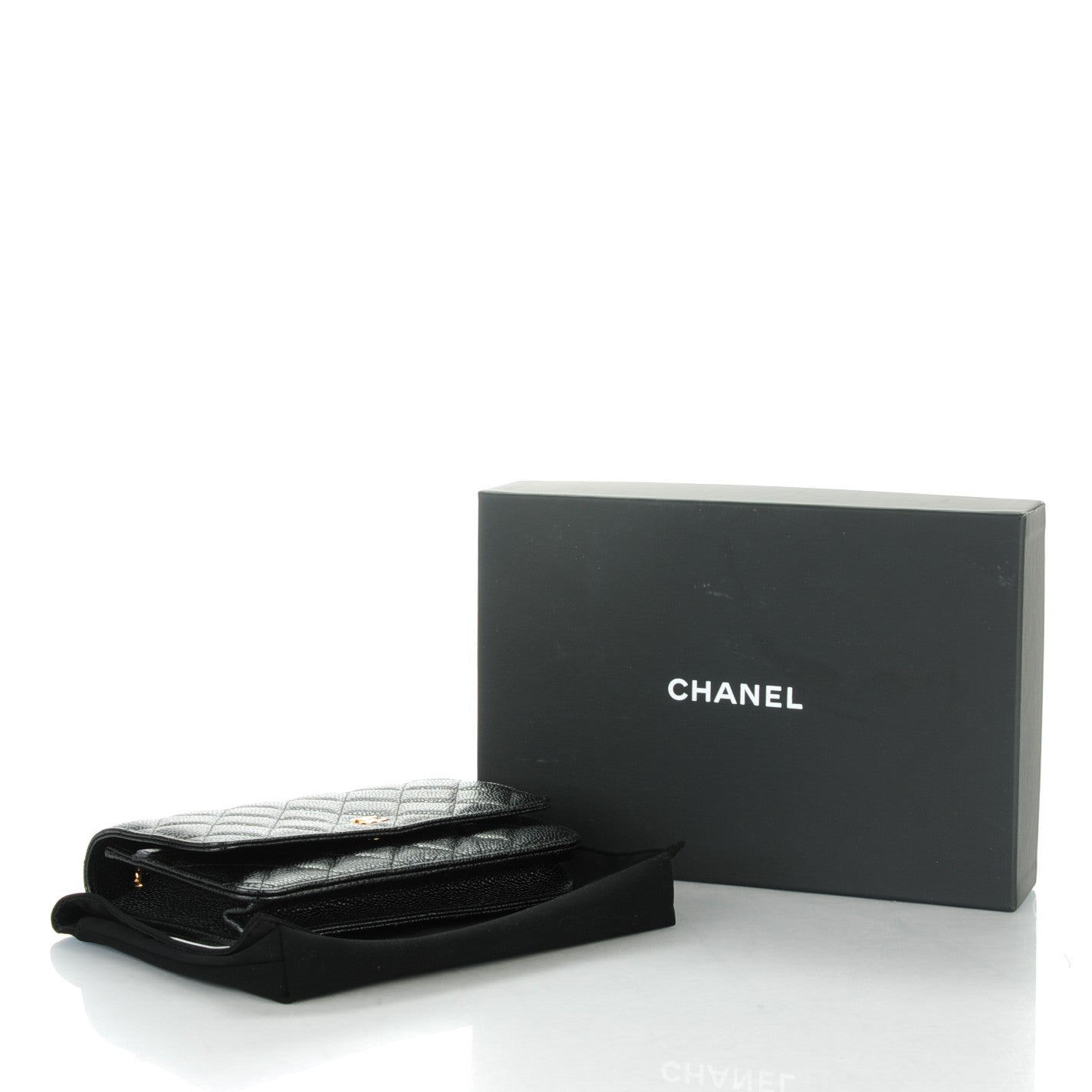 Caviar Quilted Wallet On Chain WOC Black
