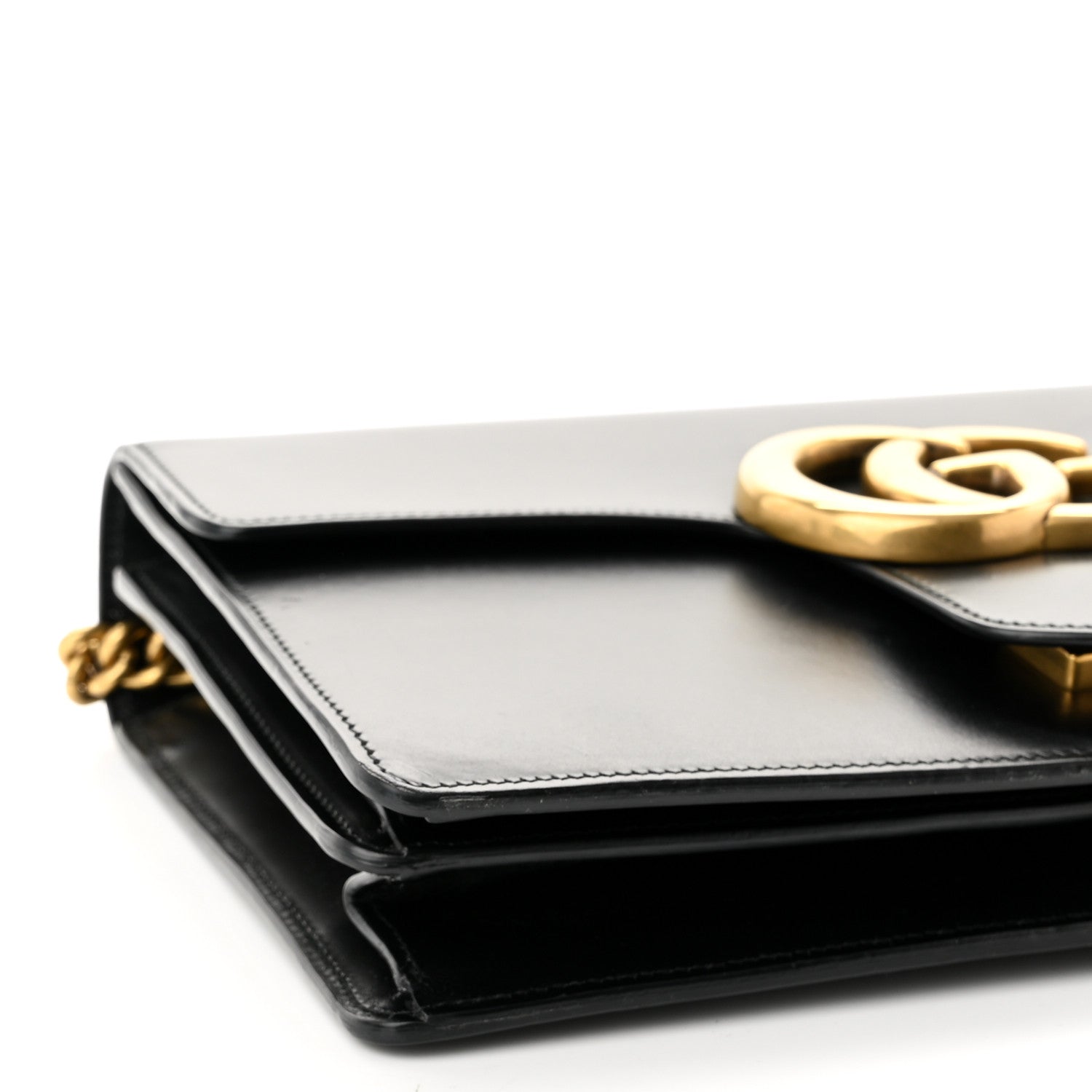 Gucci Knight Calfskin Medium GG Marmont Chain Handle Bag Black 8 of 9