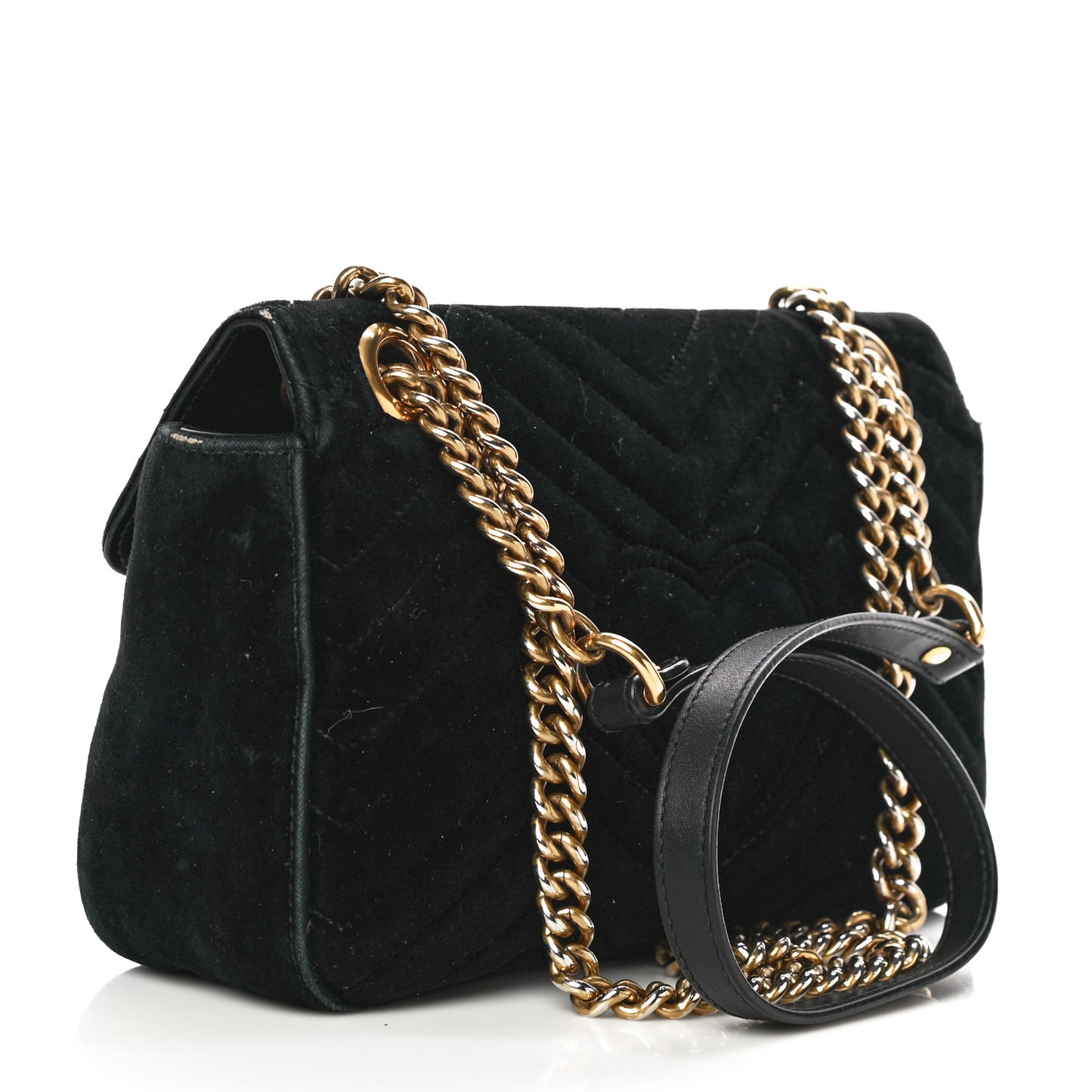 Velvet Matelasse Small GG Marmont Shoulder Bag Black