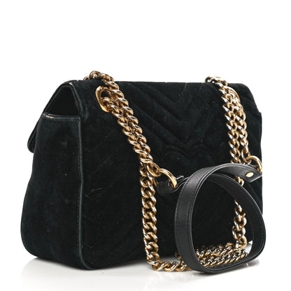 Gucci Velvet Matelasse Small GG Marmont Shoulder Bag Black 3 of 22