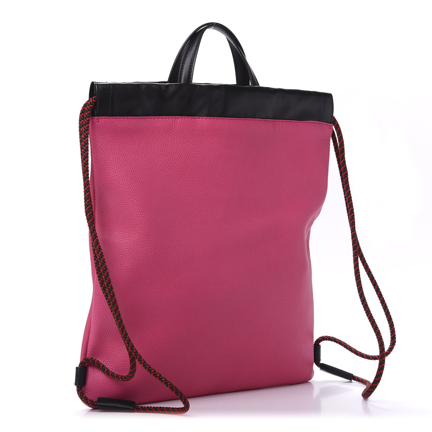 Gucci Grained Calfskin Logo Drawstring Backpack Box Pink Green Black 3 of 11