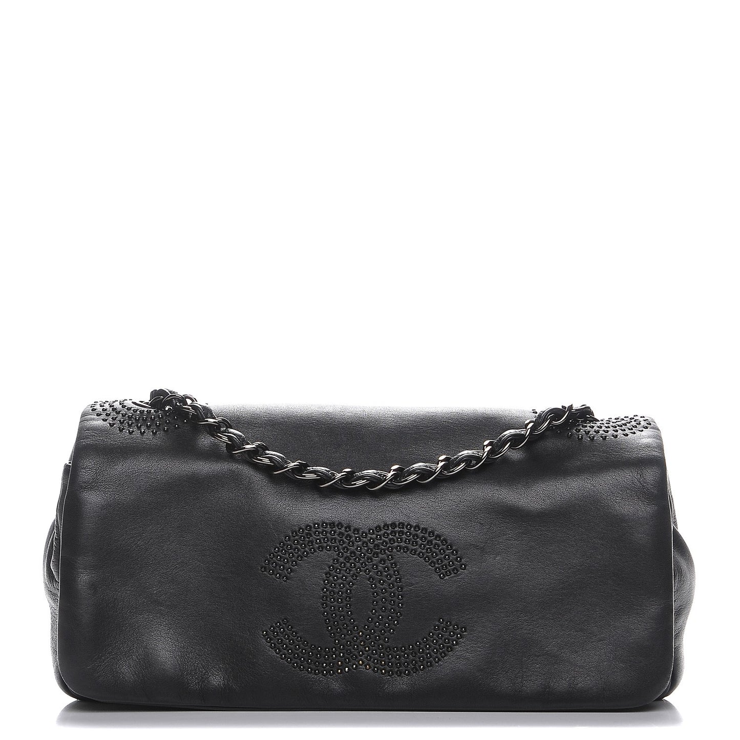 Lambskin Studded CC East West Flap Black