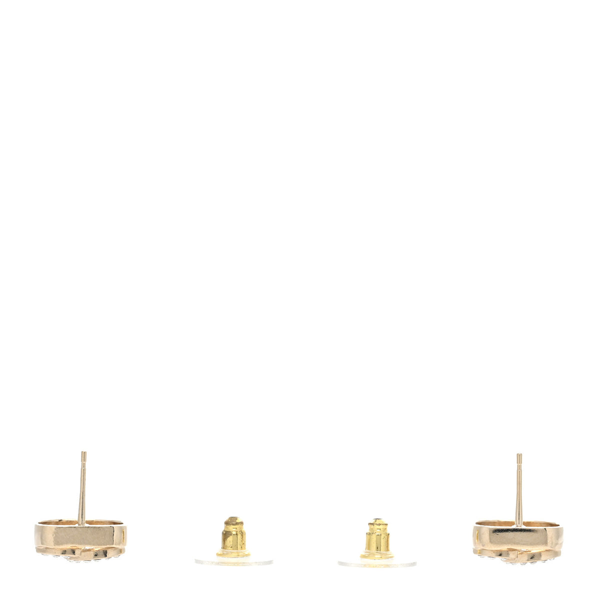 Chanel Metal Crystal Square CC Earrings Gold 3 of 5