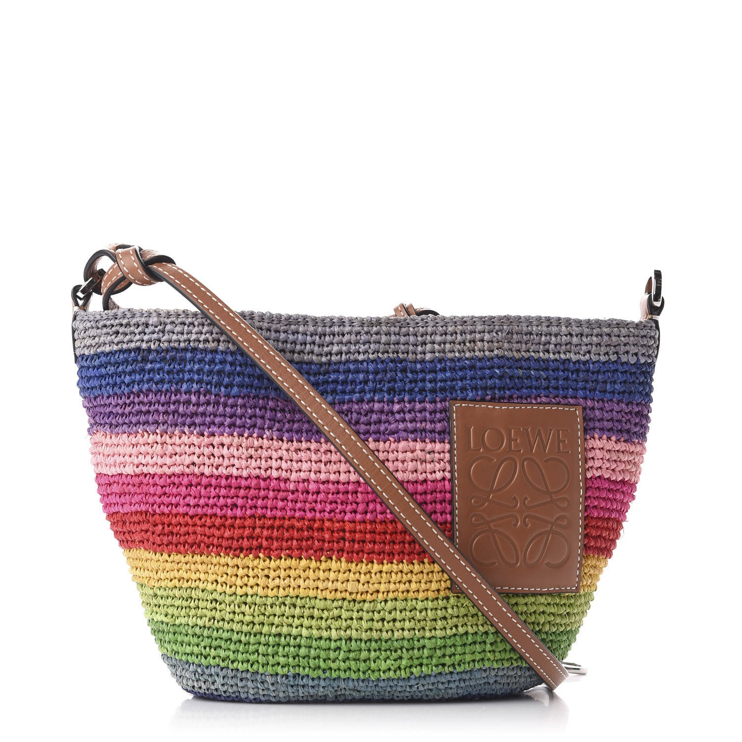 Loewe Raffia Paula's Ibiza Rainbow Crossbody Bag Tan 1 of 11