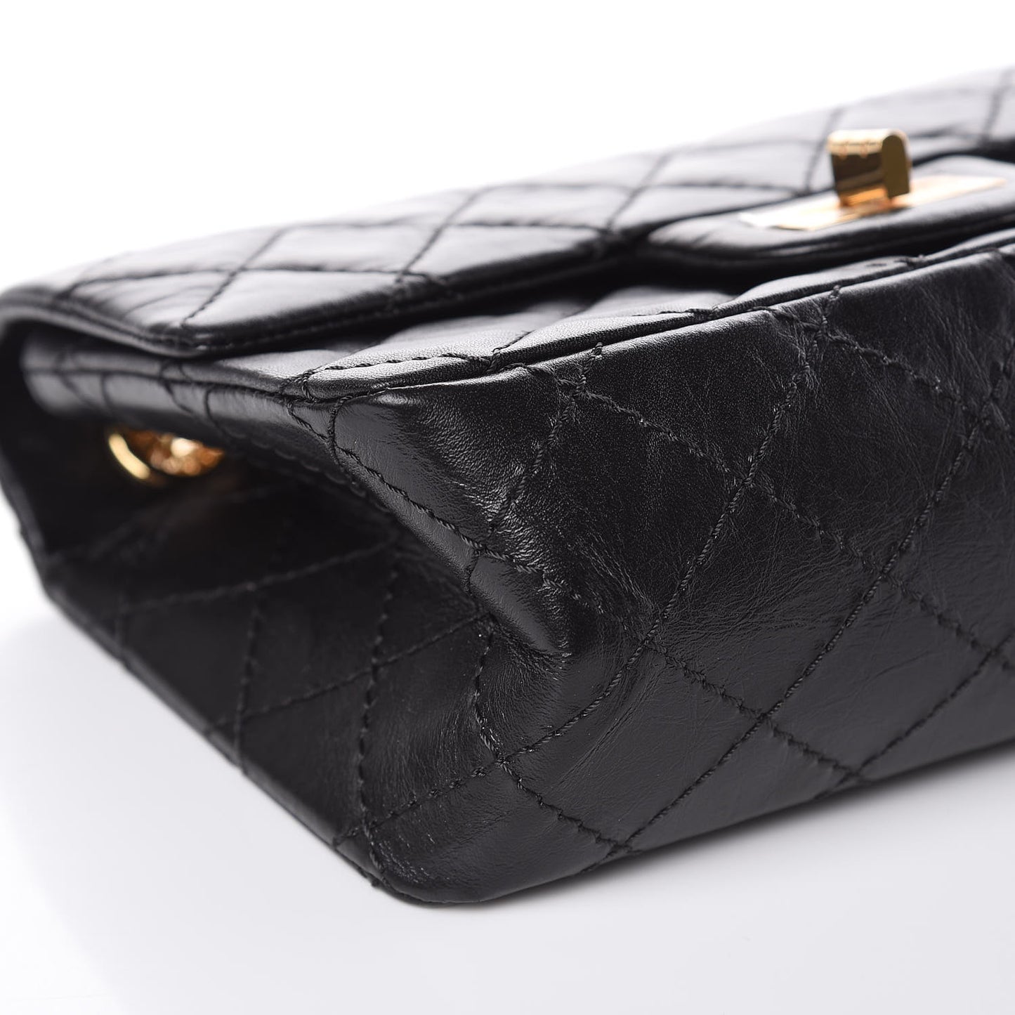 Aged Calfskin Quilted 2.55 Reissue Mini Flap Black