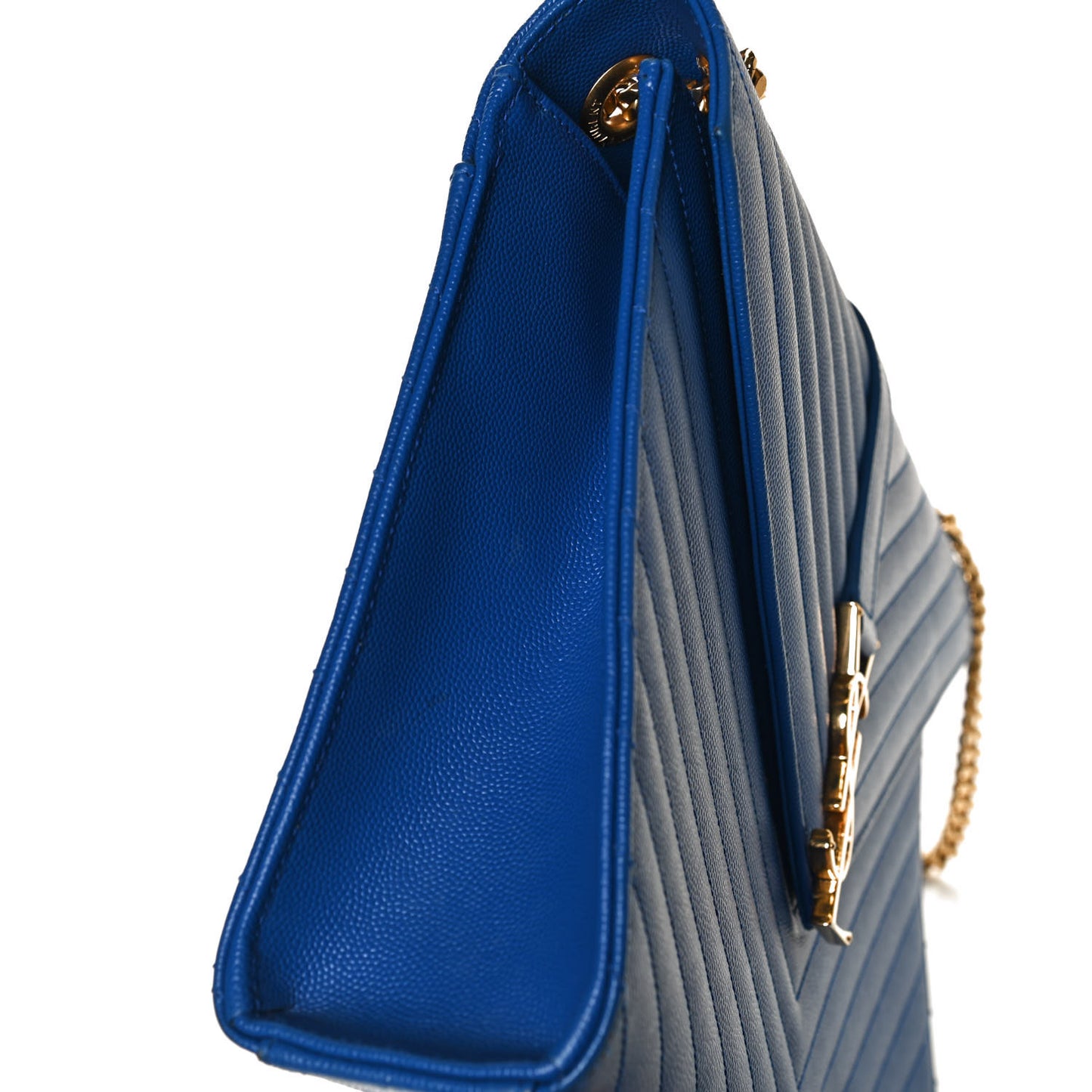 Grain De Poudre Matelasse Chevron Large Monogram Satchel Blue Majorelle