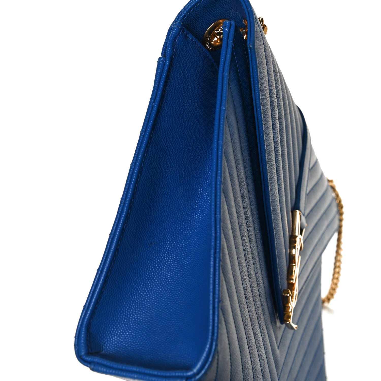 Saint Laurent Grain De Poudre Matelasse Chevron Large Monogram Satchel Blue Majorelle 12 of 16