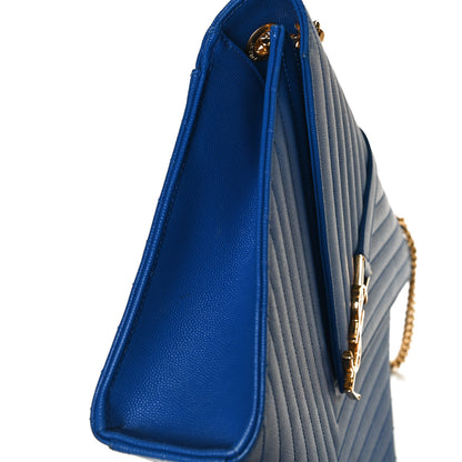 Saint Laurent Grain De Poudre Matelasse Chevron Large Monogram Satchel Blue Majorelle 12 of 16