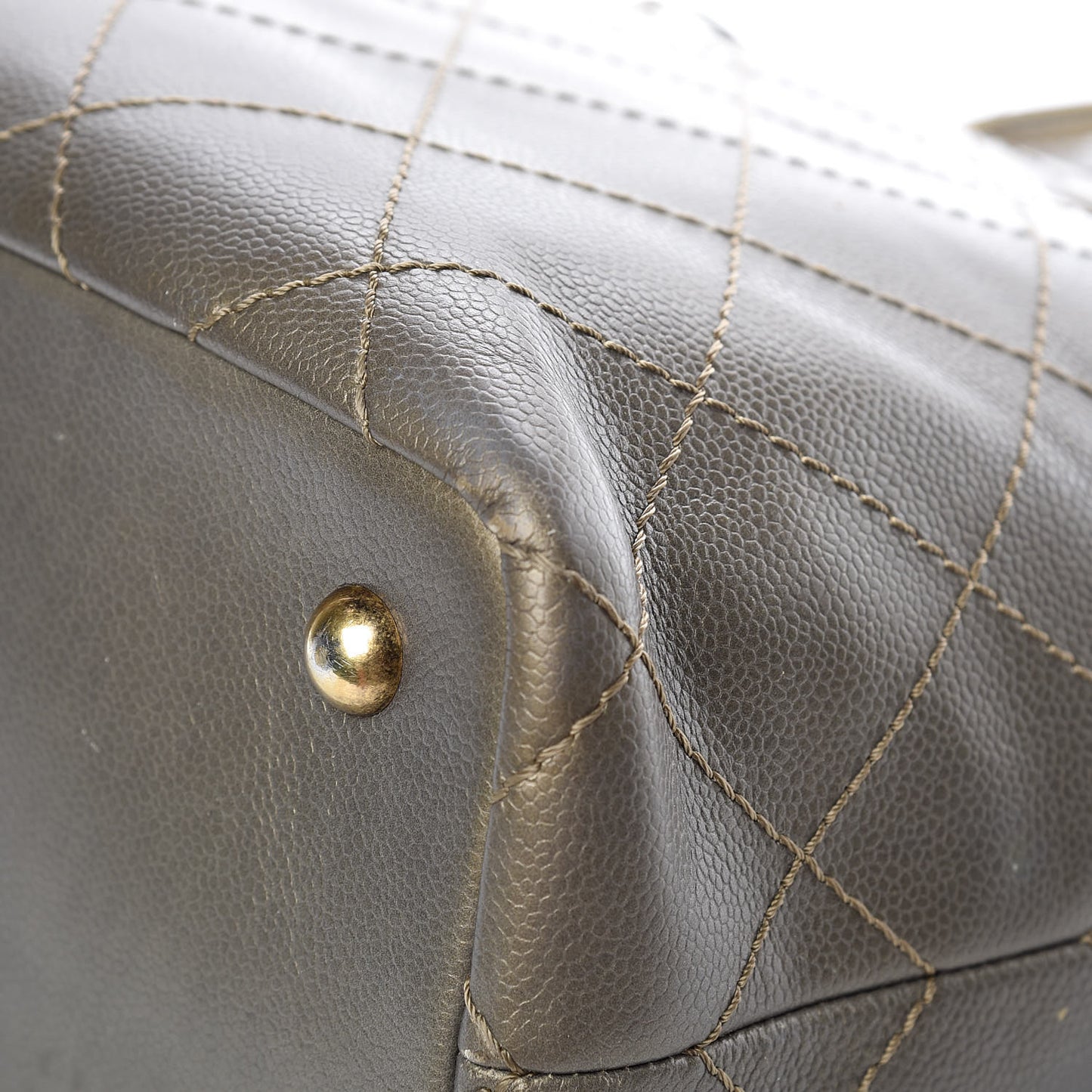 Grained Calfskin Large Shopping Fever Tote Gold