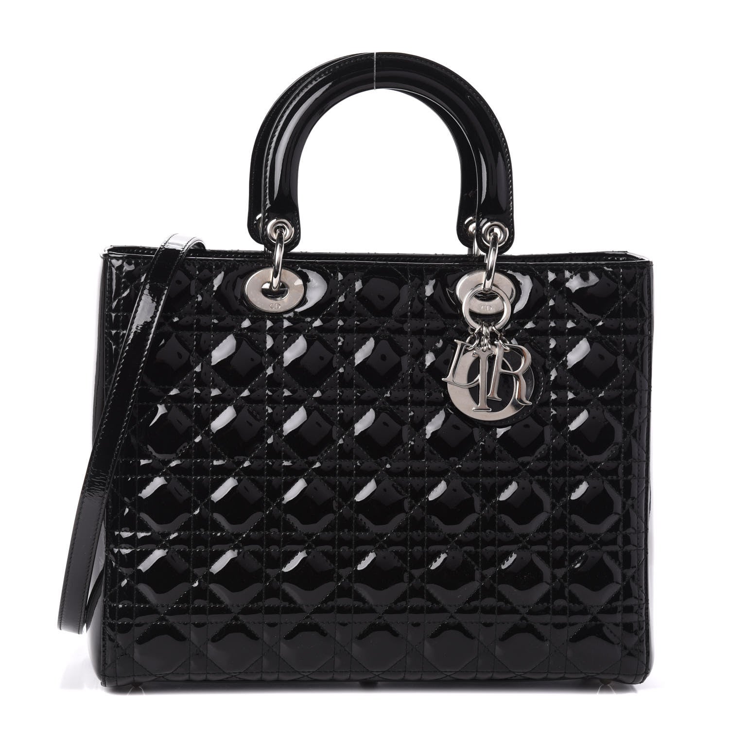 Christian Dior Patent Cannage Large Lady Dior Black 1 of 8