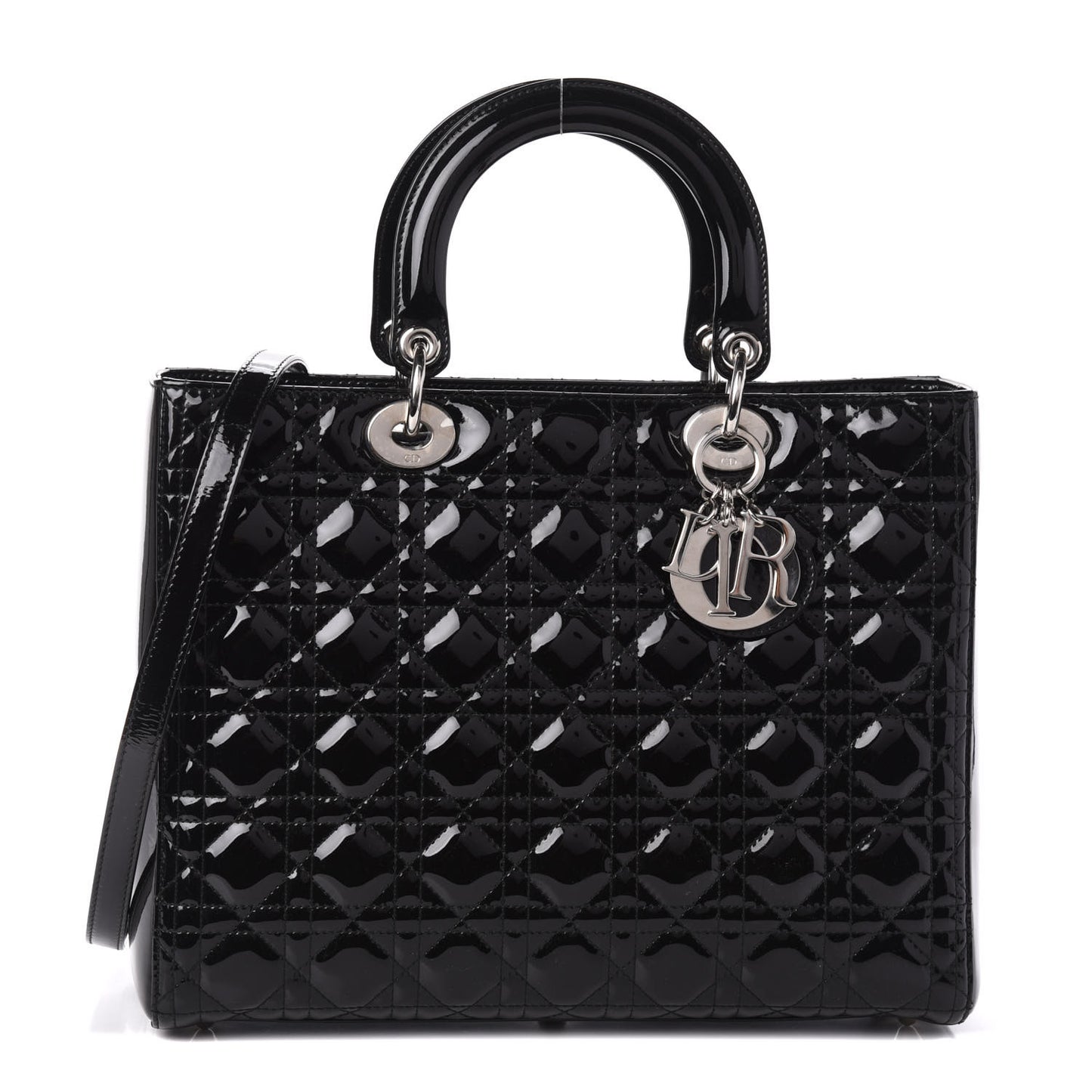 Patent Cannage Large Lady Dior Black