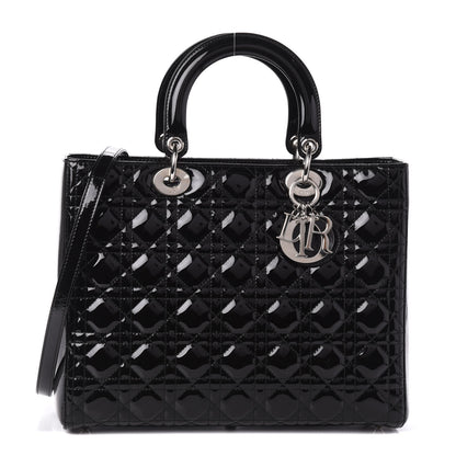 Christian Dior Patent Cannage Large Lady Dior Black 1 of 8