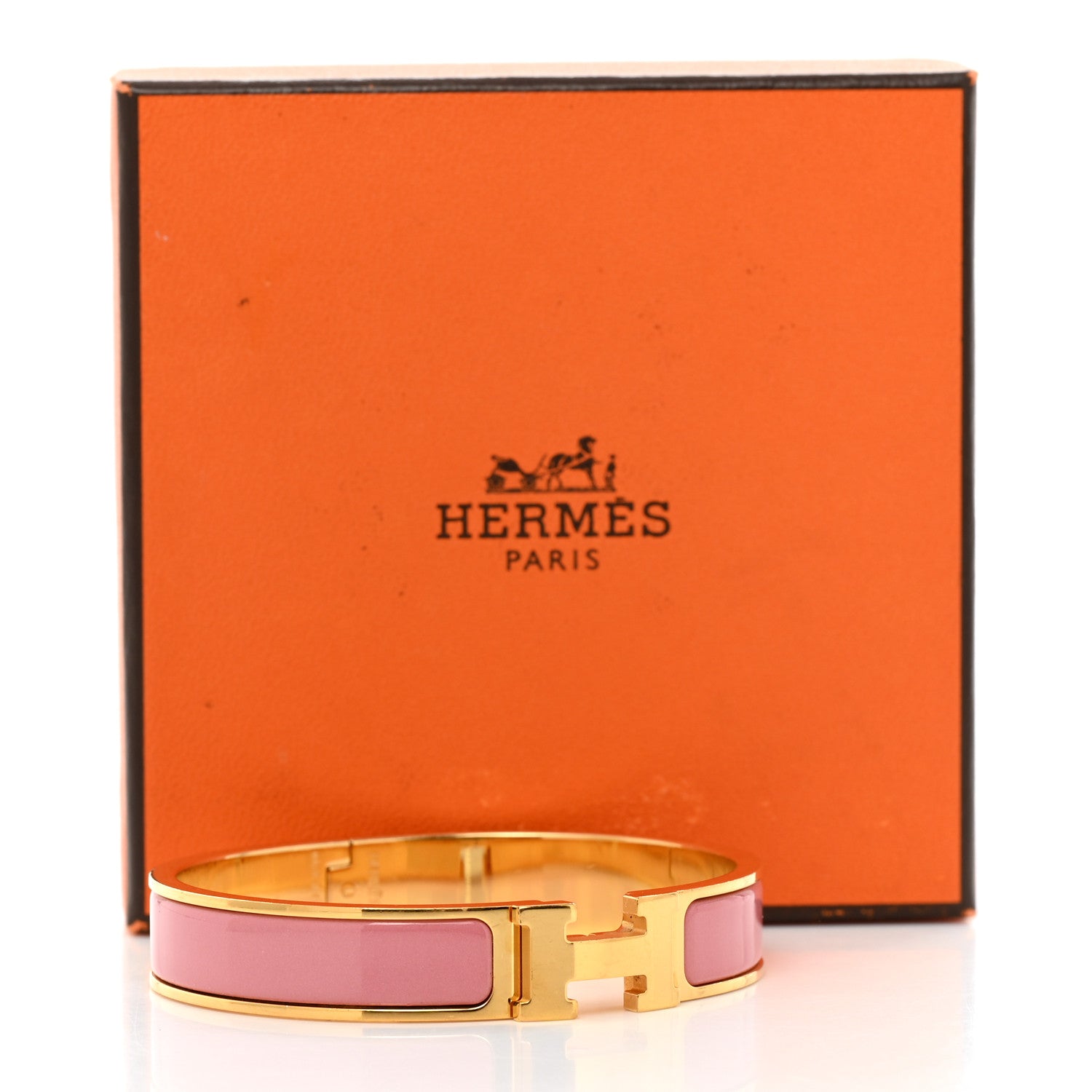 Hermes Enamel Narrow Clic Clac H Bracelet GM Rose Nacarat 5 of 5